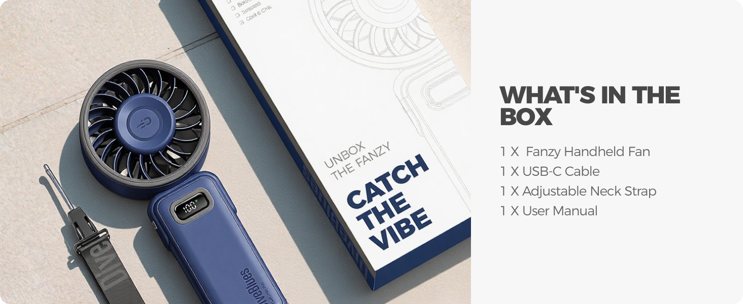 fanzy handheld portable turbo fan adjustable neck strap detacheable