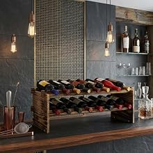 16-Bottle Stackable Wine Rack - 2-Tier Rustic Pine Wood Wine Storage