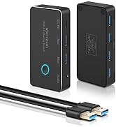 USB 3.0 Switch RSHTECH Aluminum USB Switch Selector with 4 USB 3.0 Ports, 3.5mm Audio Jack, 2 Com...