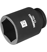 MAXPOWER 3/4 Inch Drive 42mm Deep Impact Socket with 6-Point Design, Made with Heat-Treated Chrom...