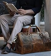 Leather Duffle Bag for Men - Full Grain Leather Travel Bag - TSA Approved Carry On Weekender Over...