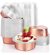 EUSOAR Mini Heart Shaped Cake Pans, 3.4oz 50pcs Desserts Flan, Baking Cups with Lids, Aluminum Fo...
