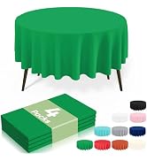 misaya 4 Packs Disposable Plastic Table Cloth, 84" Round Waterproof Tablecloth, Leakproof & Sturd...