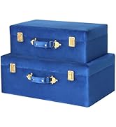 HofferRuffer Velvet Storage Trunks with Wood Frame, Set of 2 Storage Chests with Handles, Bedroom...