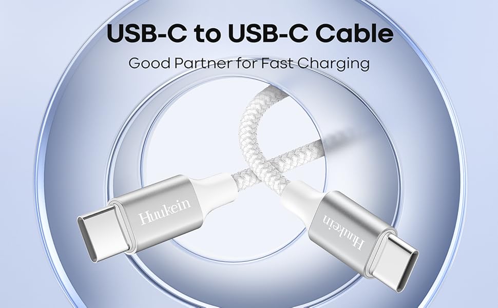 white usb c to usb c cable 65w