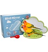 Agape Bird Mirror with Perch&Slow Feeder, Bird Toys for Boredom&Anxiety, Bird Cage Accessories fo...