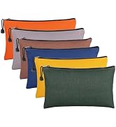 ANPHSIN 6 Pack Canvas Tool Bags Pouches - 11.2''x 7'' Heavy Duty Zipper Pouch Set, Multipurpose S...