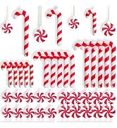 Naler 24pcs Candy Cane Christmas Ornaments, Christmas Tree Decorations Plastic Acrylic Xmas White...