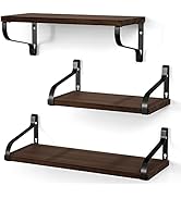 Love-KANKEI Floating Shelves Wall Mounted Set of 3, Large Wood Wall Shelves for Storage, Rustic S...