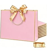 JOYIT 6 Pack Extra Large Pink Gift Bags - 17x5.5x12.6 Inch Gift Bags with Handles and Ribbon, XL ...