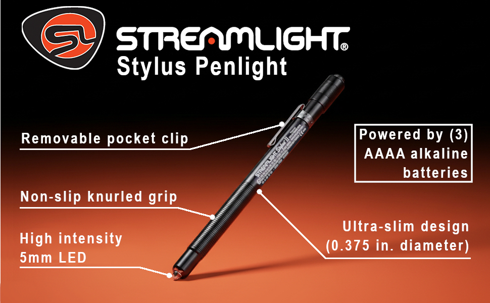 Streamlight 65022 Stylus Penlight, Black Shell with Blue LED