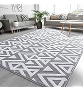 Ompaa Ultra Soft Shaggy Rugs Memory Foam Bedroom Carpet, Grey 5 x 8 Feet, Plush Geometric Texture...