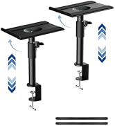 suptek Clamp-on Speaker Stand Desk Mount Set, Height Adjustment, ±12° Tilt, Swivel, 9.6 x 8.8 inc...