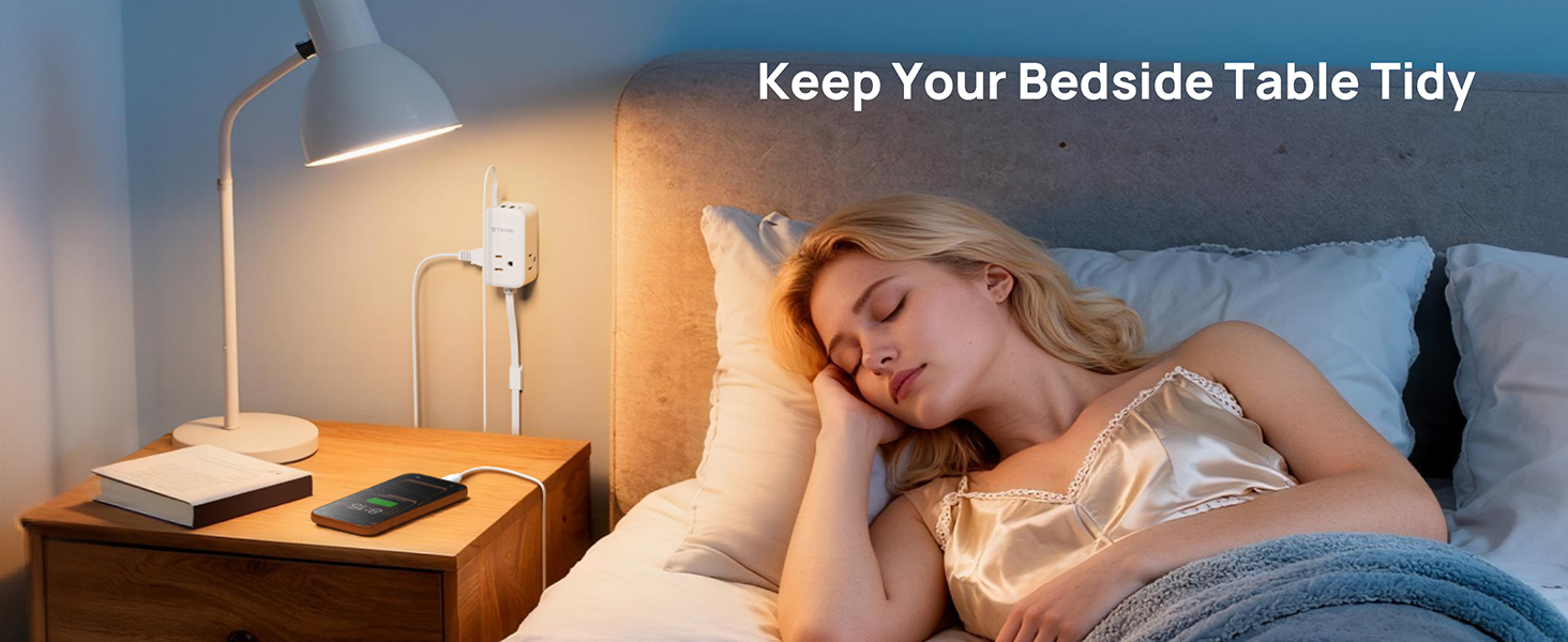 behind bedside table outlet extender