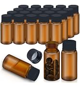 100Pcs 0.3Oz/10ml Brown Glass Vials with Screw Cap, Glass Sample Vial with PE Stopper, Leak-Proof...