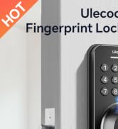 Ulecoce Fingerprint Keypad Deadbolt with Handle Set, Keyless Entry Door Lock, Door Locks for Fron...
