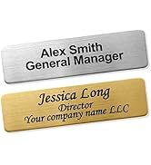 Custom Engraved Name Tag Badges Identification Personalized with Pin or Magnetic Backing, Metal N...