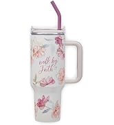 Christian Art Gifts Large Stainless Steel Insulated Travel Mug Tumbler for Women: Walk by Faith I...