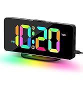 ALANAS RGB Digital Alarm Clock for Bedroom with Color Changing Night Lights, Dual Alarms with Sno...