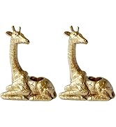 Golden Giraffe Tealight and Candle Holders, 2 Pack Decorative Candlesticks, Handcrafted Home Deco...