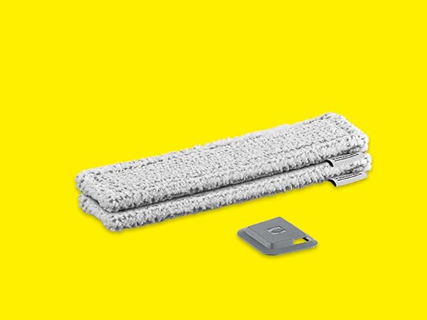 Gray and white microfiber pads in front of yellow background