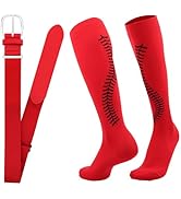 SAYAYA Baseball/Softball Sock and Belt Combo 1 Elastic Baseball Softball Socks with 1 Baseball Be...