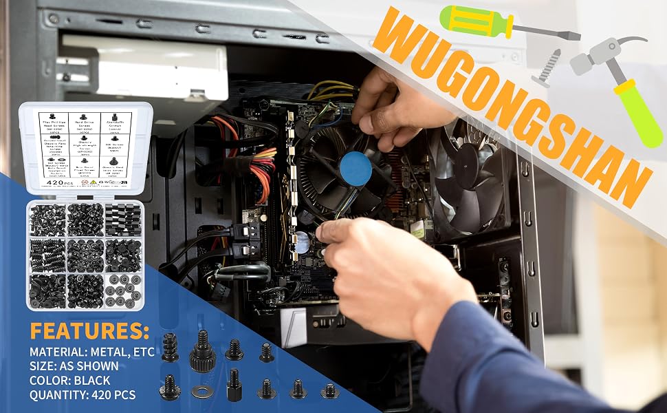 420pcs Computer Screws, Motherboard Standoffs and Screws Kit