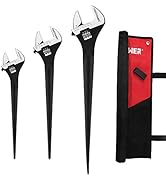 MAXPOWER 3-pieces Spud Wrench, 10-inch 12-inch 16-inch Adjustable Wrench Set with Kitbag