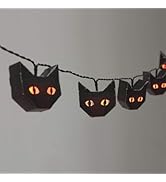 TWINKVILLA Halloween Lights String, Black Cat Light Battery Operated, 15 Orange Led with Black Pa...