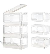 Freebat Stackable Storage Bins,Clear Stackable Storage Bins with Lids 3 Pack,Stackable Storage Dr...