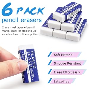 Pencil Erasers Large White Erasers