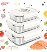 GENIEX Vacuum Food Containers Set, Glass Vacuum Seal Containers for Food, Easy clean Food Saver C...