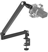 JUSMO TM01 Low Profile Mic Arm w Cable Management, Microphone Low Arm Desk Mount Aluminum Boom Ar...
