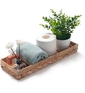 Woven Bathroom Vanity Tray for Storage Water Hyacinth Back of Toilet Basket Long Narrow Guest Tow...