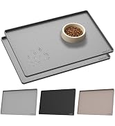 YINEYA 2 Pack Silicone Dog & Cat Food Mat Waterproof 22" x 14", Raised Edge Dog Bowl Mat for Food...