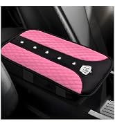 Yourkar Bling Crown Car Center Console Mats, Anti-Slip and Waterproof Crystal Car Armrest Pad Pro...