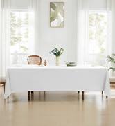 Aocoz Rectangle Tablecloths 90x156 Inch 1 Pack White Tablecloth Washable Decorative Linen Polyest...