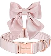 Unique style paws Silk Pink Color Dog Collar Adjustable Durable Dog Collar with Bow Wedding Bowti...