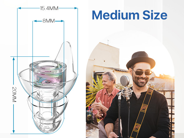 Medium-sized earplugs, specifically designed for adults, juniors
