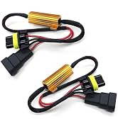 Huli 2Pcs 9005/9006 LED Load Resistor Kit 50W Headlight Bulb Relay Harness Adapter Anti Flicker H...
