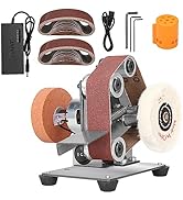 NuoDunco 3-In-1 Mini Belt Sander - Electric Bench Grinder Sanding Machine, 7 Adjustable Speed Tab...