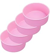 Firstfooby 6 Inch Silicone Cake Pan, 4 Pcs Silicone Round Cake Pans, Nonstick Baking Mold BPA Fre...
