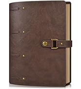 Leather Journal Notebook, 100 GSM Thick Lined Paper Refillable Vintage Travel Notebook with Gift ...