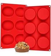 CAKETIME Muffin Top Pan, Silicone Egg Molds for Breakfast Sandwiches 3 Inch Round Egg Baking Pan ...