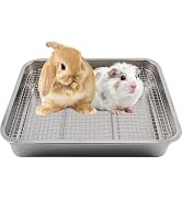 kathson Stainless Steel Rabbit Litter Box,Metal Litter Tray for Rabbits,Large Space Stainless Ste...