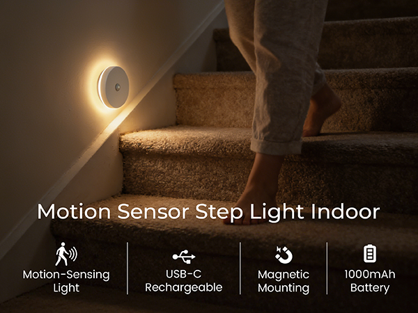 Motion Sensor Night Light for Stair, Battery night light, Magnetic Stick-On LED light