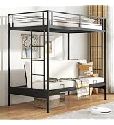 Giantex Twin Over Twin Futon Bunk Bed, Convertible Metal Bunk Bed with Futon Frame, 2 Ladders & S...