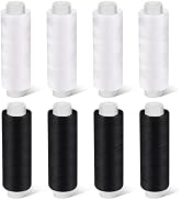 Bupete Sewing Thread, White Black Thread for Sewing, 8 Rolls 200 Yards Each Roll Sewing Machine T...