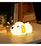 Dog Night Light & Lamp for Kids - Squishy Silicone Lying Puppy, Dimmable and 7 RGB Colors, Switch...