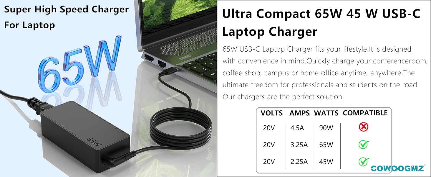65W USB C Laptop Charger